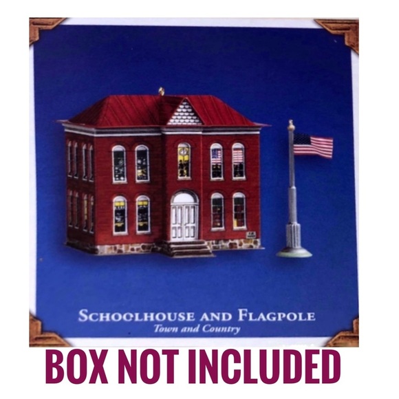 Hallmark Vintage Schoolhouse Patriotic Flag Keepsake Ornament Metal Christmas - Picture 8 of 15